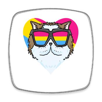 Pansexual Cat Persian Cat Heart Gift - Square fridge magnet - white - Front