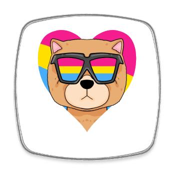 Pansexual Dog Chow Chow Heart Gift - Square fridge magnet - white - Front