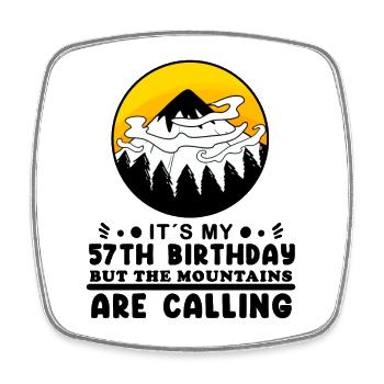 57. Geburtstag Berge Berg Gipfel - 57 Jahre alt - Viereckiger Kühlschrankmagnet - Weiß - Vorne
