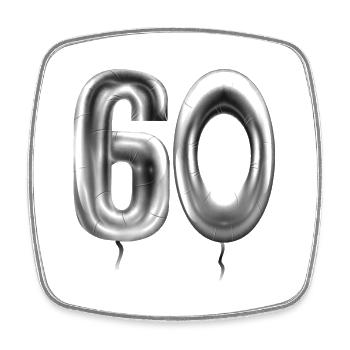 60e anniversaire ballons d’anniversaire 60 ans - Magnet carré - blanc - Devant