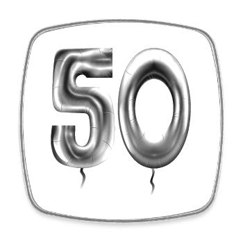 50e anniversaire ballons d’anniversaire 50 ans - Magnet carré - blanc - Devant