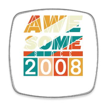 2008 Born Birthday Year of birth vintage - Square fridge magnet - white - Front