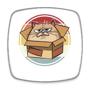 Chat dans une boîte - Magnet carré - blanc - Devant
