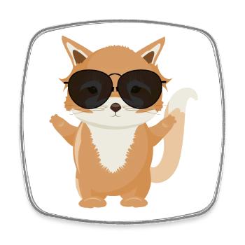 Enchanteur petit renard avec des lunettes de soleil fraîches - Magnet carré - blanc - Devant