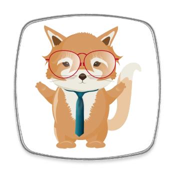 Enchanteur petit renard avec lunettes et cravate - Magnet carré - blanc - Devant