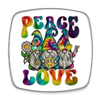 Hippie Gnomes Peace Tie Dye - Square fridge magnet - white - Front