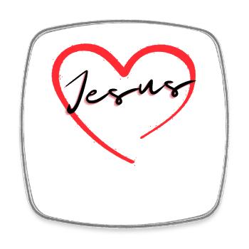 Heart with Jesus lettering - Square fridge magnet - white - Front