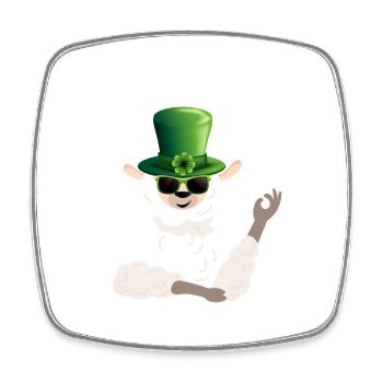 St. Patrick's Day with an Adorable Llama Animal - Square fridge magnet - white - Front