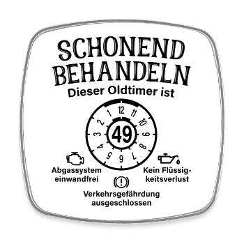 49. Geburtstag Schonend Behandeln Oldtimer Ist 49 - Viereckiger Kühlschrankmagnet - Weiß - Vorne