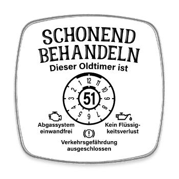 51. Geburtstag Schonend Behandeln Oldtimer Ist 51 - Viereckiger Kühlschrankmagnet - Weiß - Vorne