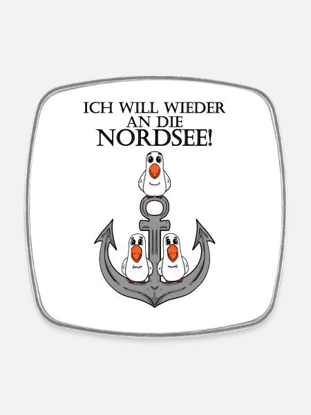 Nordsee Plattdeutsch Spruch Moin - Viereckiger Kühlschrankmagnet - Weiß