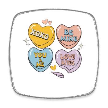 Bonbonherzen Retro Valentinstag - Viereckiger Kühlschrankmagnet - Weiß - Vorne