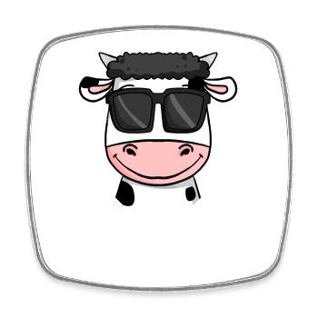 Vache avec des lunettes de soleil - Magnet carré - blanc - Devant