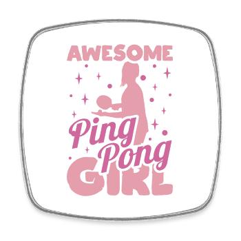 Ping Pong Girl - Square fridge magnet - white - Front