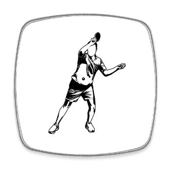 Table tennis player sketch - Square fridge magnet - white - Front
