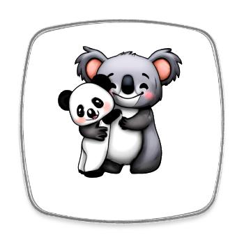 cute koala bear and panda bear squeeze and - Square fridge magnet - white - Front
