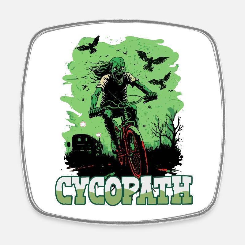 VTT Zombie Cycopath - Magnet carré - blanc