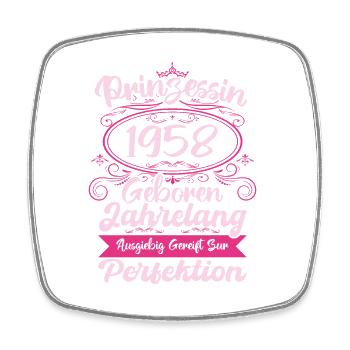 Prinzessin seit 1958 Geburtstag 1958 - Viereckiger Kühlschrankmagnet - Weiß - Vorne