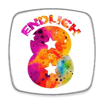 ENDLICH 8 EINHORN 8. GEBURTSTAG - Viereckiger Kühlschrankmagnet - Weiß - Vorne
