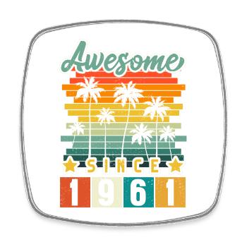1961 Born Birthday Year of birth vintage - Square fridge magnet - white - Front