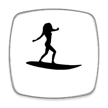 Silhouette de surfeur - Magnet carré - blanc - Devant