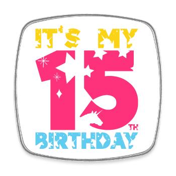 IT'S MY 15TH BIRTHDAY UNICORN 15TH BIRTHDAY - Square fridge magnet - white - Front