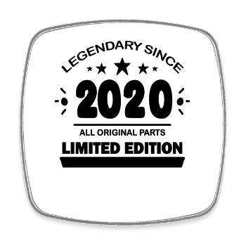 2020 - vintage 2020 - year of construction 2020 - Square fridge magnet - white - Front