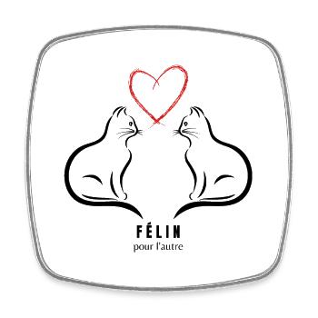 Félin pour l autre Noir - Magnet carré - blanc - Devant