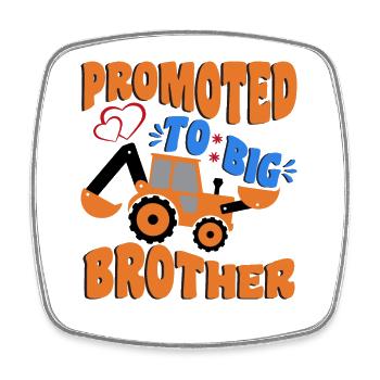 Promoted to big brother - Square fridge magnet - white - Front