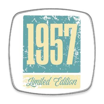1957 Born Birthday Year of birth - Square fridge magnet - white - Front