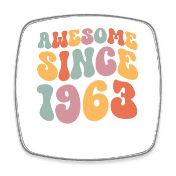 1963 Anniversaire né Groovy Vintage Retro - Magnet carré - blanc - Devant