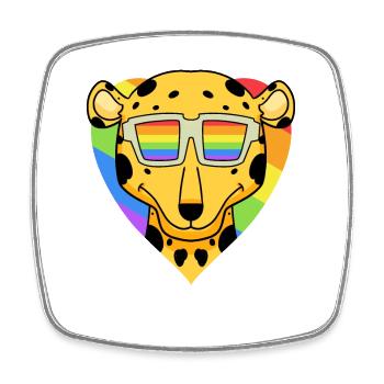 Rainbow - Cheetah with glasses - Square fridge magnet - white - Front
