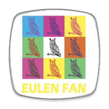 Eulen Fan Design - Viereckiger Kühlschrankmagnet - Weiß - Vorne