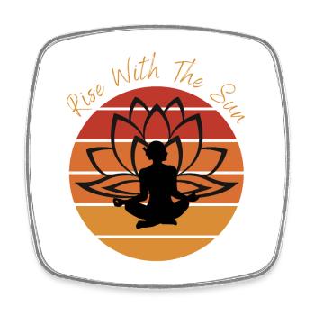 Rise With The Sun - Yoga Vibes - Viereckiger Kühlschrankmagnet - Weiß - Vorne