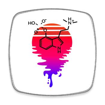 Psilocybin Molekül mit Retro Sunset - Viereckiger Kühlschrankmagnet - Weiß - Vorne