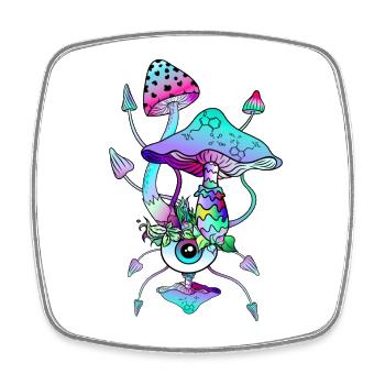 Zauberpilze Neon Psychedelic Shrooms - Viereckiger Kühlschrankmagnet - Weiß - Vorne