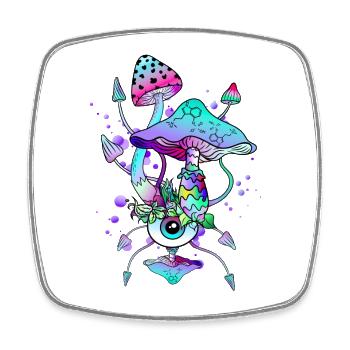 Trippy Neon Champignons Psychédéliques - Magnet carré - blanc - Devant