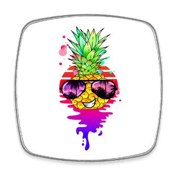 Funny Retro Pineapple - Square fridge magnet - white - Front