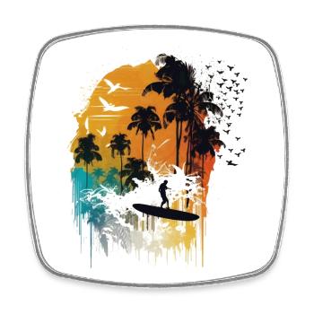 Watercolor Surfer - Square fridge magnet - white - Front