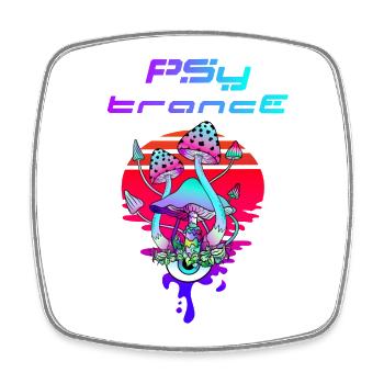 Psytrance Psychedelic Pilz Sunset - Viereckiger Kühlschrankmagnet - Weiß - Vorne