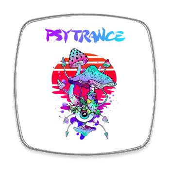 Psytrance Champignons Magiques Psychédéliques - Magnet carré - blanc - Devant