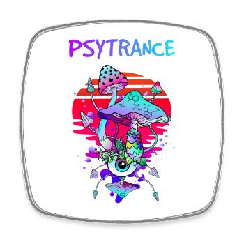 Psytrance Zauber Pilze - Retro Pilz Augen Kunst - Viereckiger Kühlschrankmagnet - Weiß - Vorne