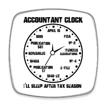 Funny Accountant Clock CPA Accounting - Square fridge magnet - white - Front