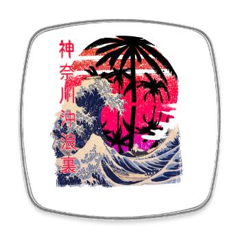 Big Wave Kanagawa Retro Sunset - Magnet carré - blanc - Devant