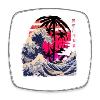 the big wave off Kanagawa - Vaporwave - Square fridge magnet - white - Front