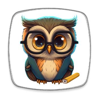 Cunning owl with glasses - Square fridge magnet - white - Front