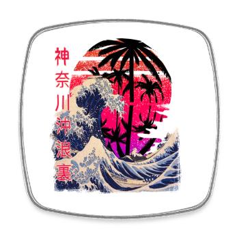 the big wave off kanagawa retro - Square fridge magnet - white - Front