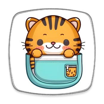 Kawaii Sacs Tigre - Magnet carré - blanc - Devant