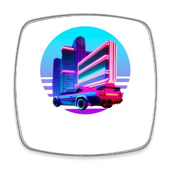 Retro Wave 80s Vaporwave Sunset - Viereckiger Kühlschrankmagnet - Weiß - Vorne