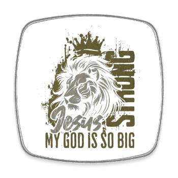 Jésus de la couronne du lion Grande Foi - Magnet carré - blanc - Devant